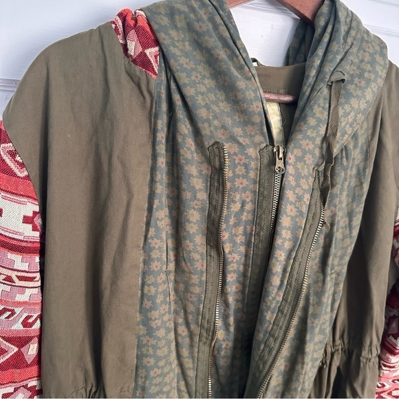 Paparazzi Utility Jacket with Aztec Sleeves Army Green Layered Western Small - Picture 3 of 10